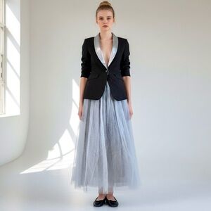 Prom Alternative: Triple Layer Tulle Cloud Blue-Gray Maxi Crinoline Skirt